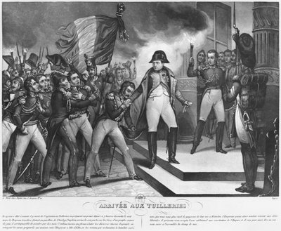 Napoleon I (1769-1821) arriving at the Tuileries on 20th March 1815, Paris, engraved by Roemhild by French School